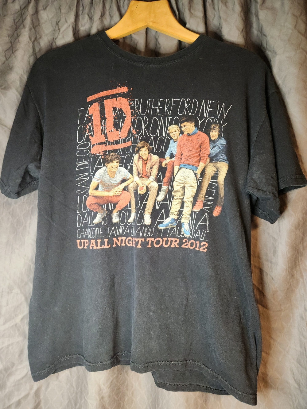 One Direction Black Graphic Short Sleeve Band Tour Tee - Up All Night Tour 2012